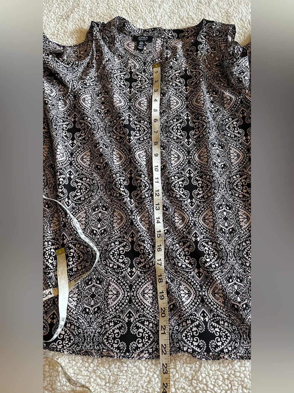 Jones New York Signature Women’s Blouse Pattern Black/Cream Short Sleeve size M - Picture 10 of 10